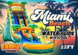 Miami Beach Water Slide w/XL Pool (Family Friendly)